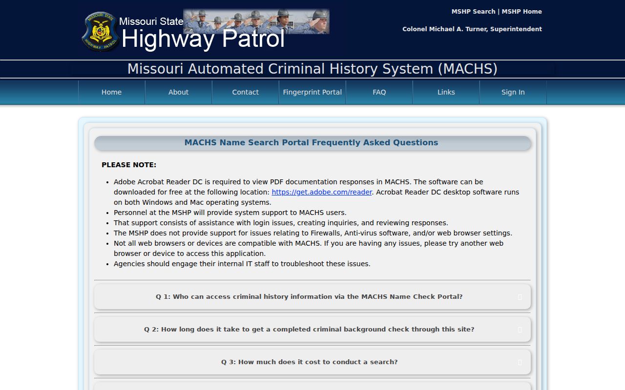 Chariton County arrest history MACHS open-record scope source