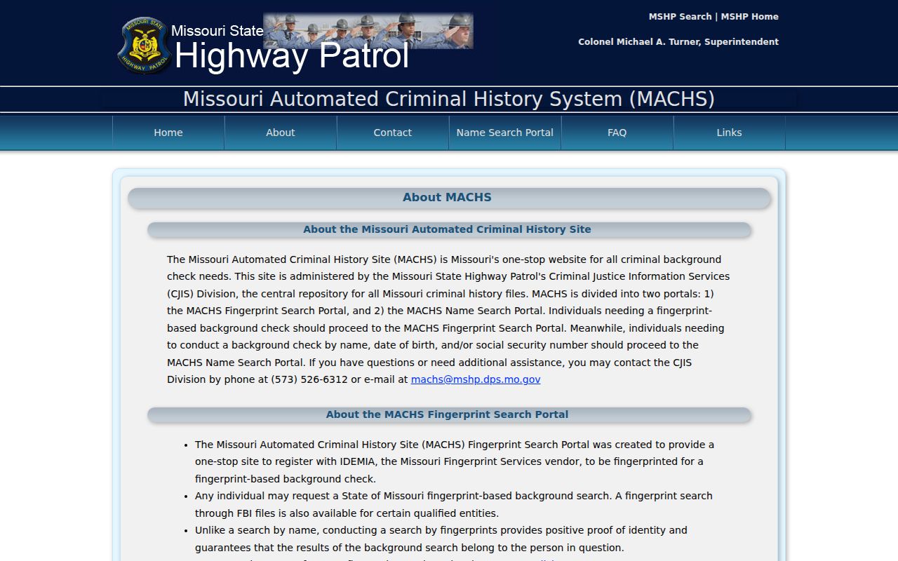 Chariton County criminal record fingerprint search information