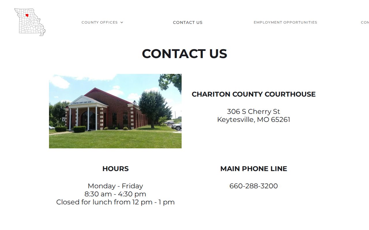 Chariton County criminal records courthouse contact page