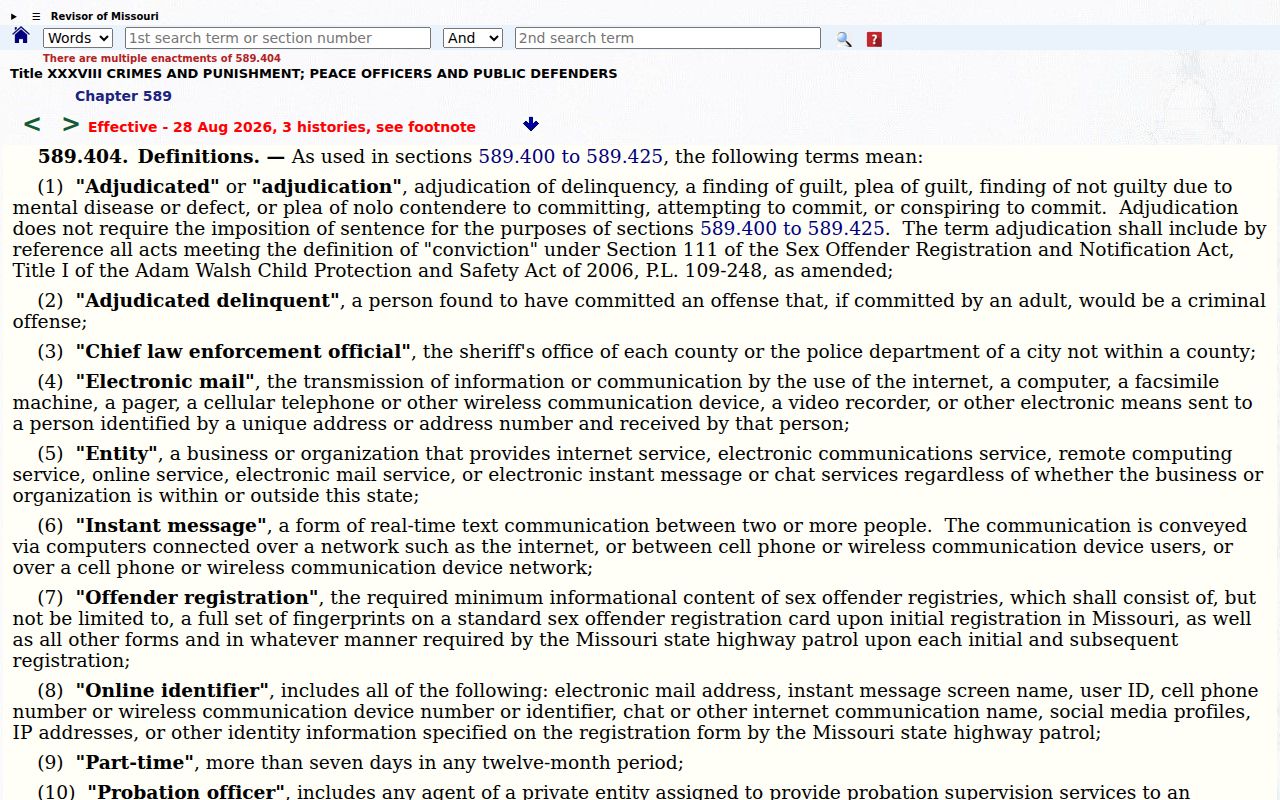 Chariton County sex offender search reference for Missouri registry tiers