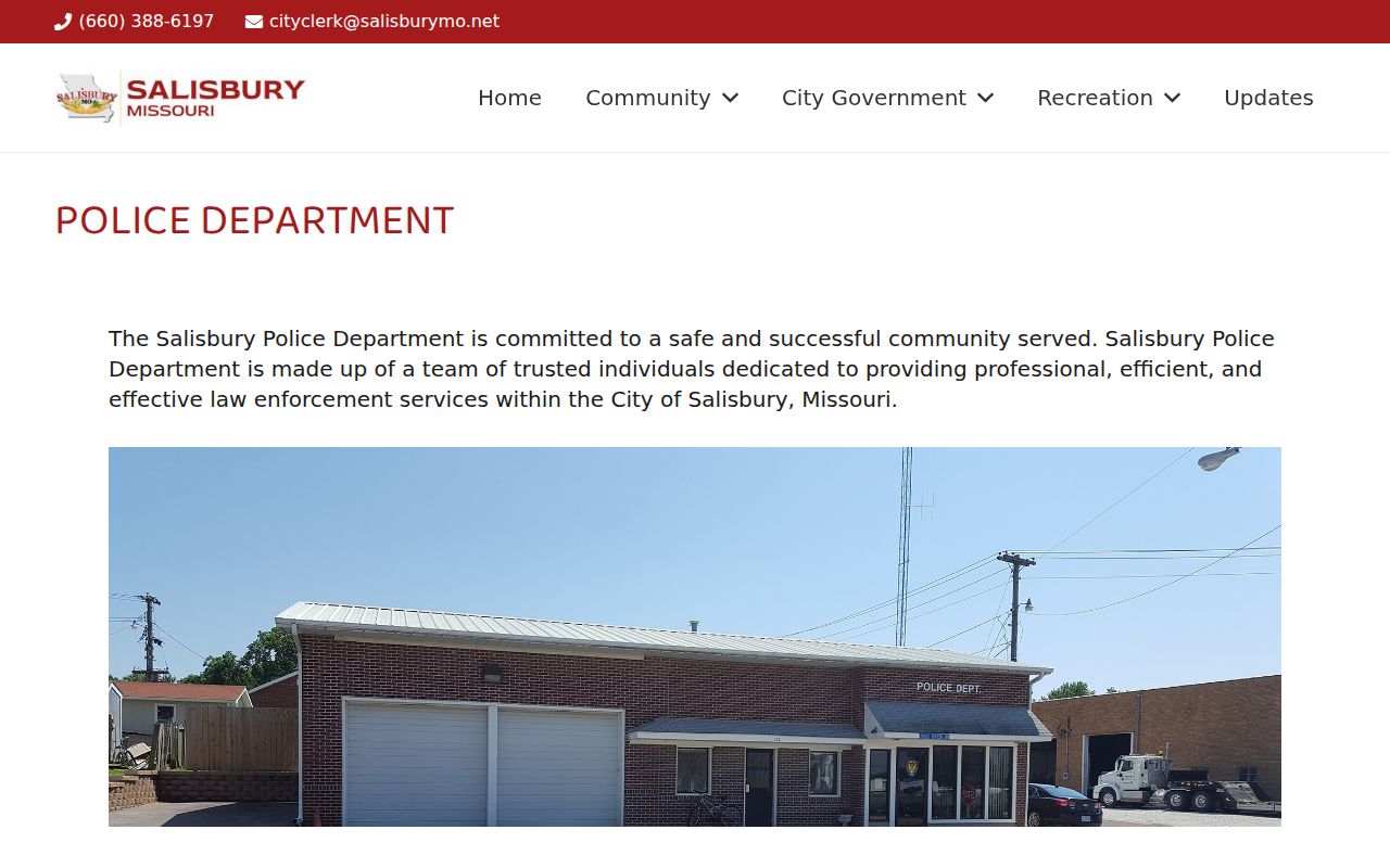 Salisbury criminal records contact on the official police department page